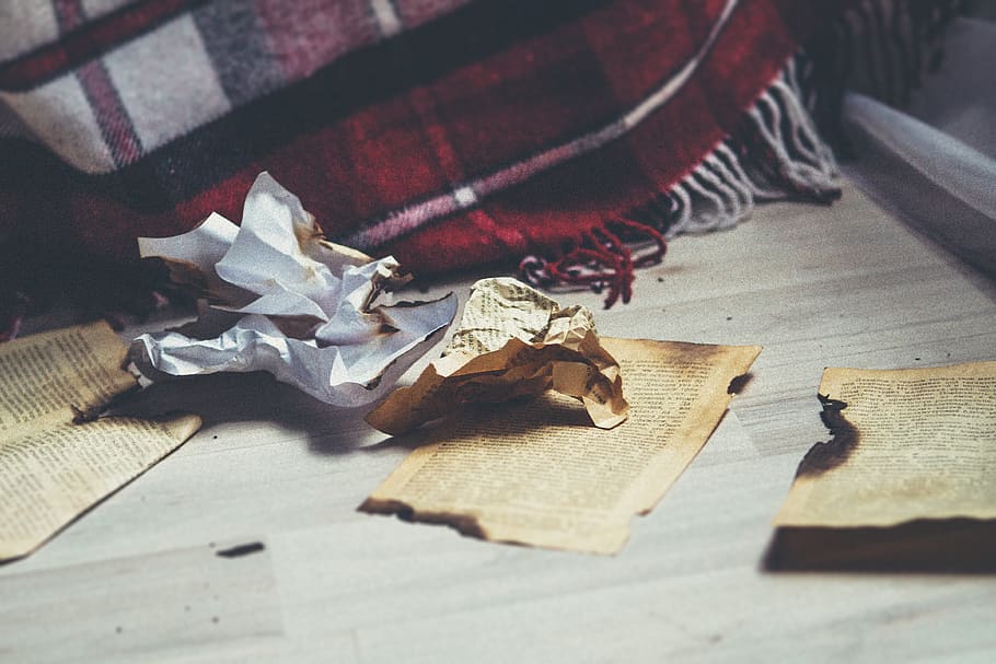 Burnt Book Pages, no people, still life, textile, indoors, wood - material HD wallpaper