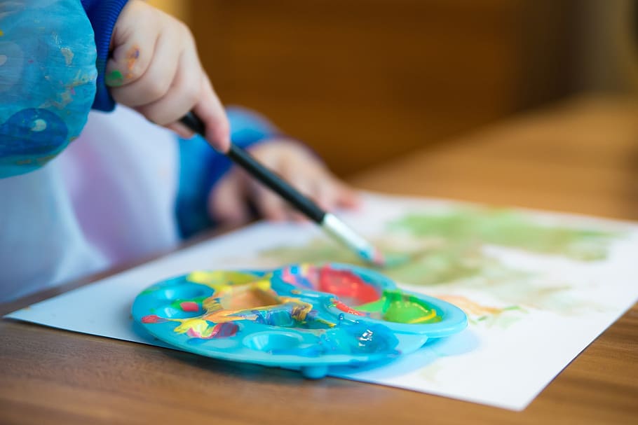 table, paper, creativity, education, hand, work, brush, child HD wallpaper