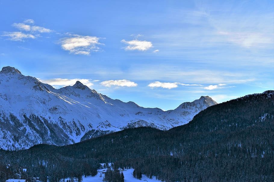 winter, mountains, ski area, slopes, wintry, st, moritz, switzerland HD wallpaper