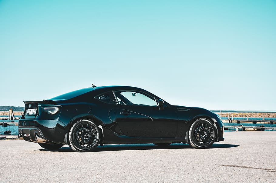 black coupe, vehicle, car, transportation, automobile, tire, wheel HD wallpaper