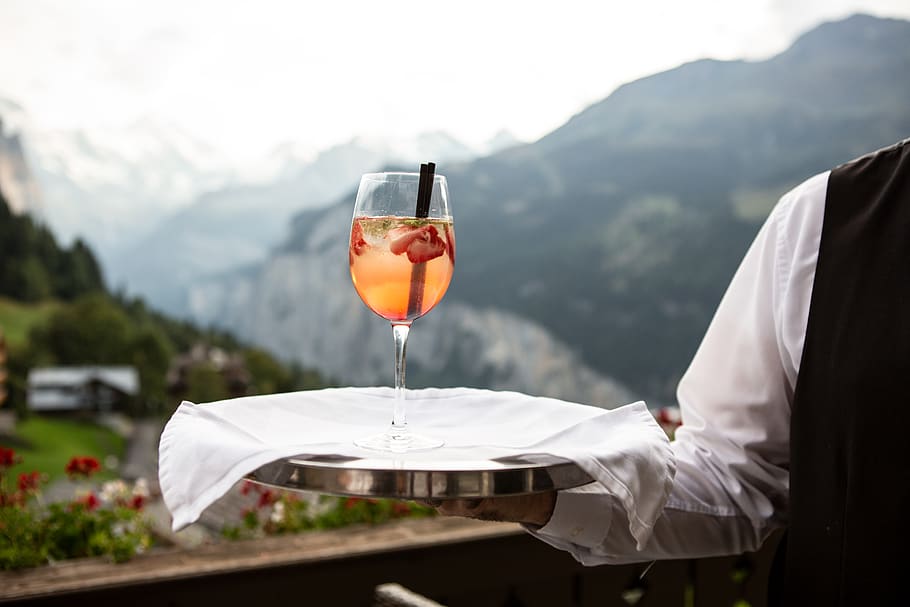 clear wine glass, mountain, food and drink, alcohol, refreshment HD wallpaper