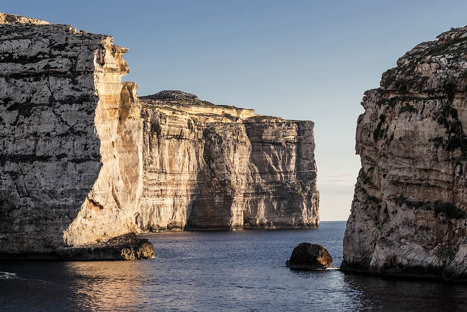 malta, dwejra bay, san lawrenz, cliffs, game of thrones, rocks, HD wallpaper