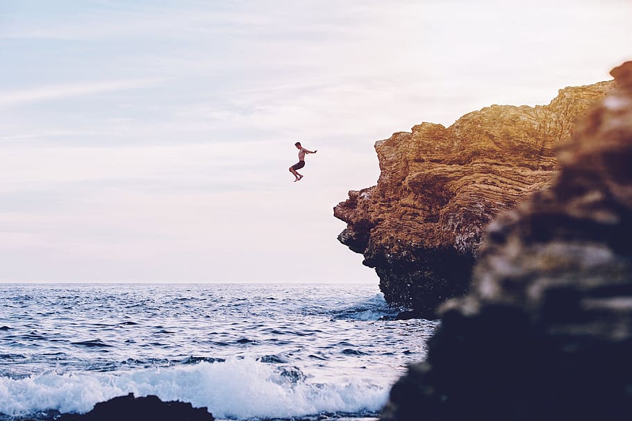 sea, ocean, water, waves, nature, sky, horizon, coast, rocks HD wallpaper
