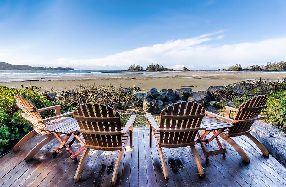 four empty chairs, furniture, 1327 chesterman beach rd, canada HD wallpaper