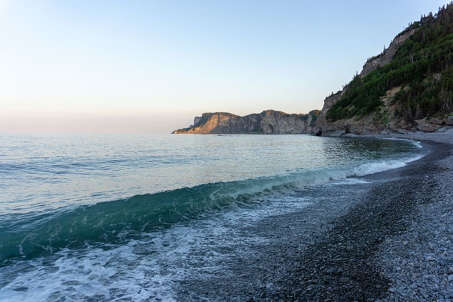 Small Waves by the Beach, Black Beach, cliff, landscape, ocean HD wallpaper