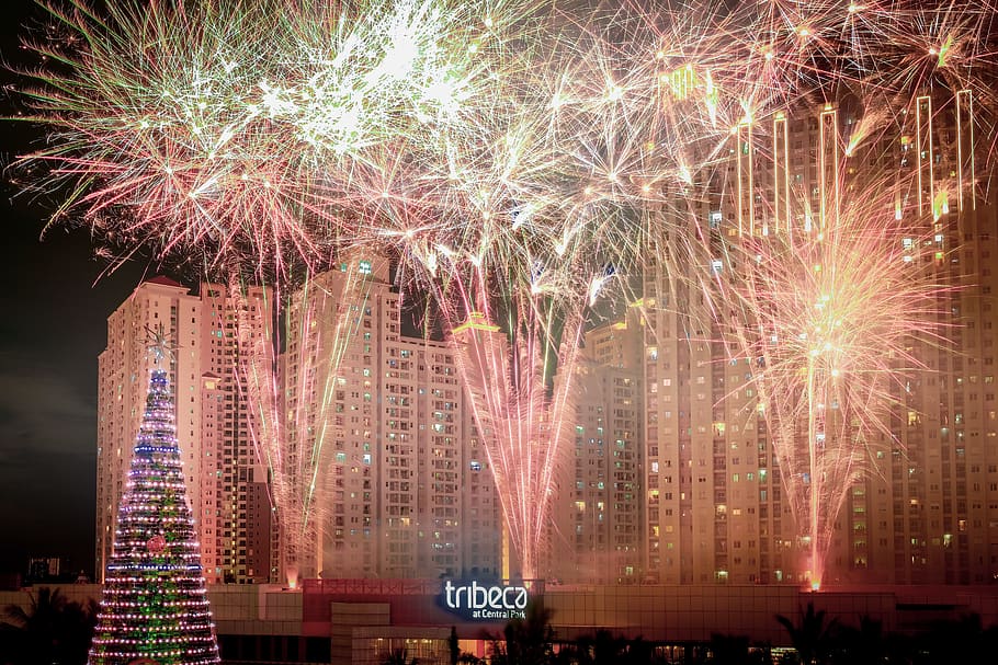 Tribeca fireworks display, indonesia, central park, nature, outdoors HD wallpaper