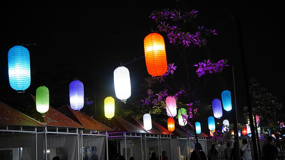 lantern, night, lamp, color, illuminated, lighting equipment HD wallpaper
