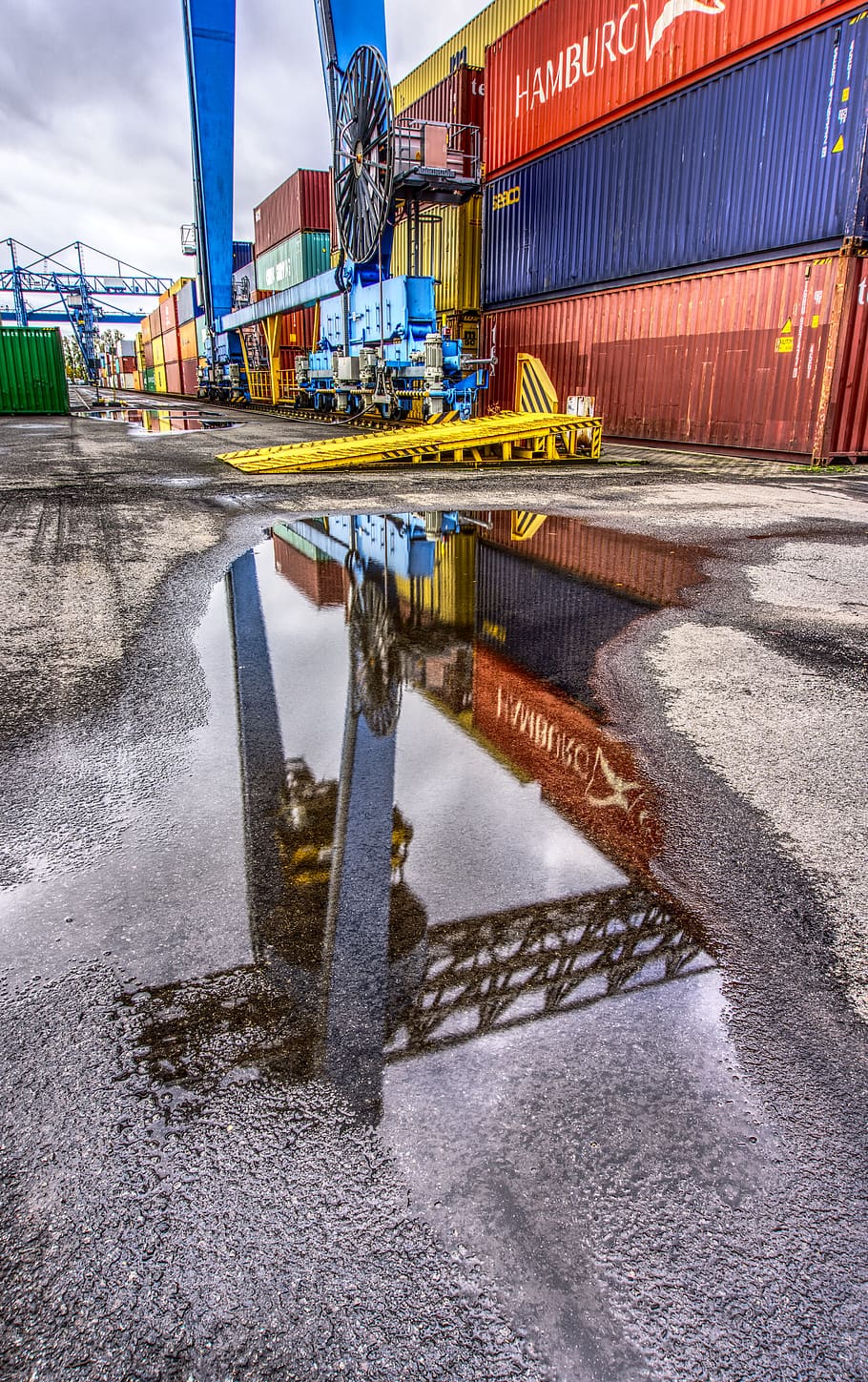 container, port, loading, stacked, container terminal, container handling HD wallpaper