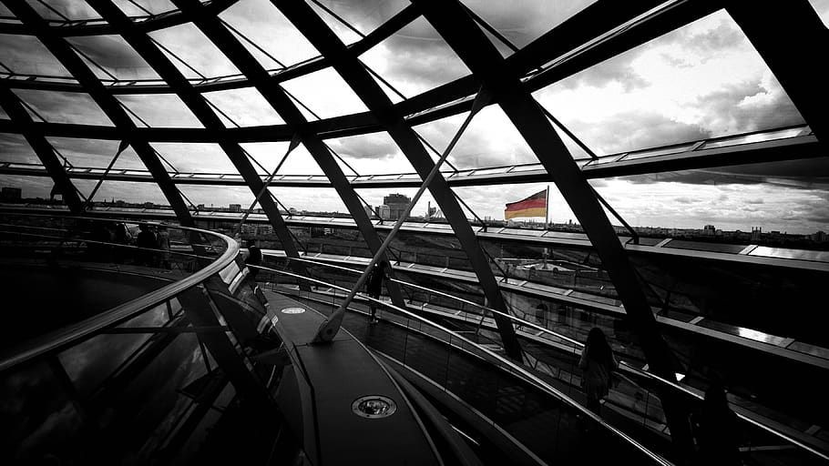 germany, bundestag, berlin, flag, steel, glas, dome, skyline HD wallpaper