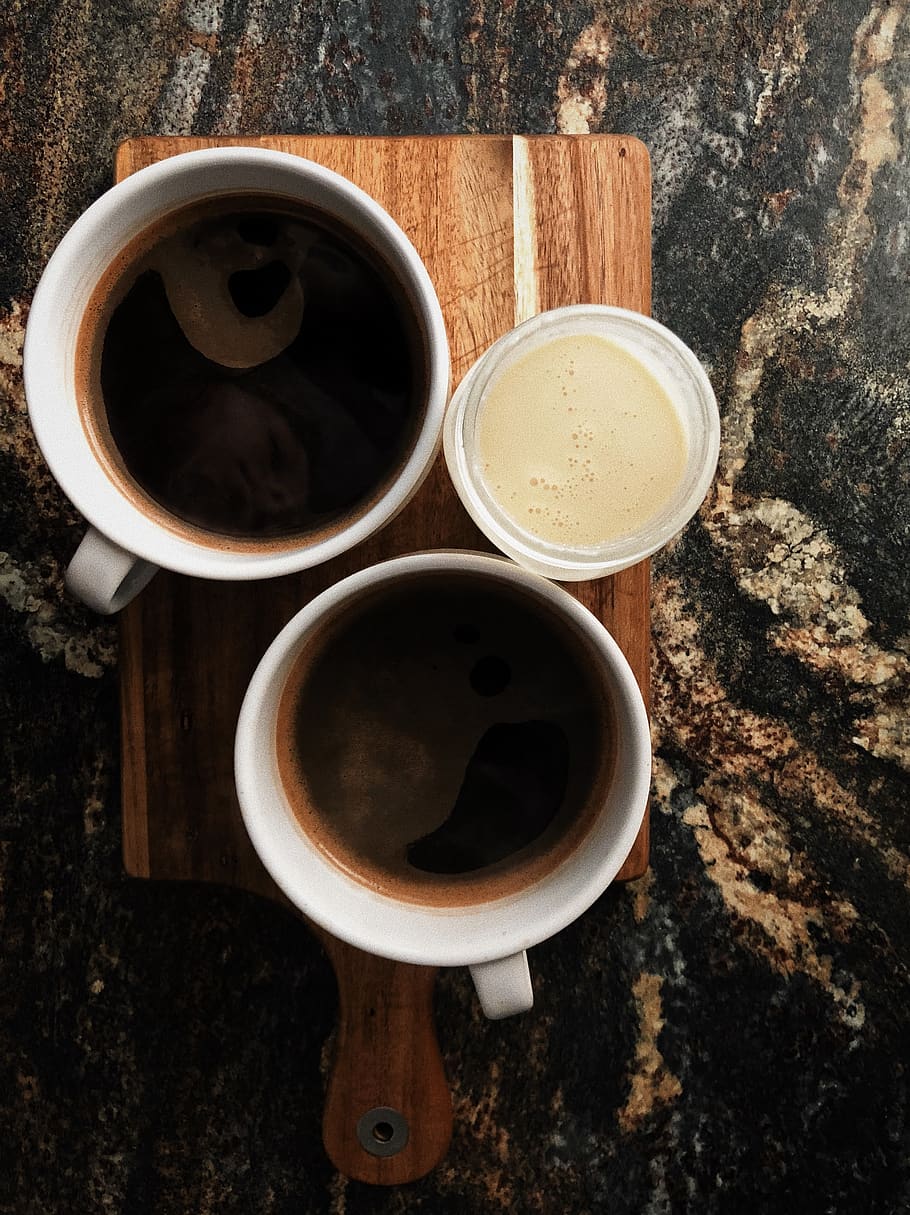 coffee, drink, creamer, cup, flatlay, food, refreshment, mug HD wallpaper