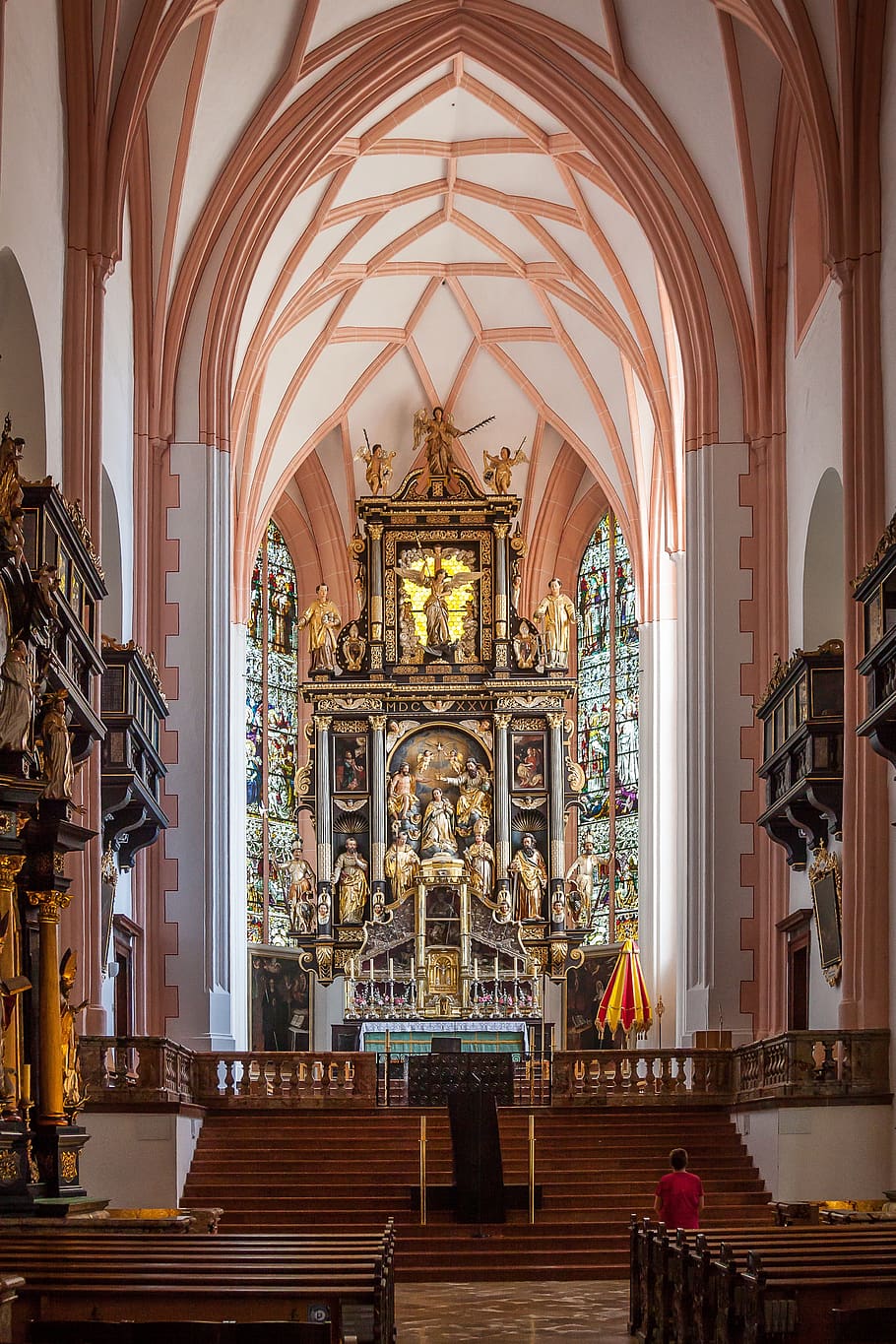 mondsee, basilica, austria, alpine, salzkammergut, church, altar, HD wallpaper