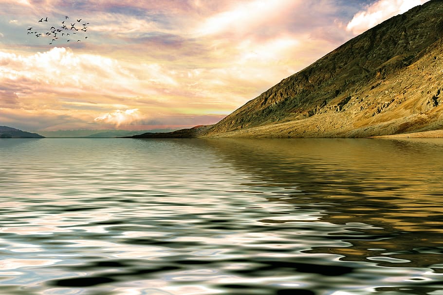 Scenic View of Sea Against Dramatic Sky, beach, clouds, cloudy HD wallpaper