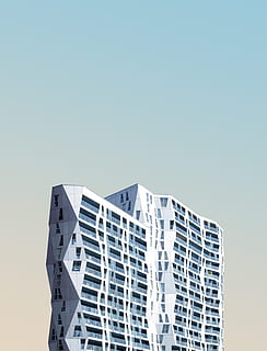 half-view photo of 3D style high-rise building, sky, architecture HD wallpaper