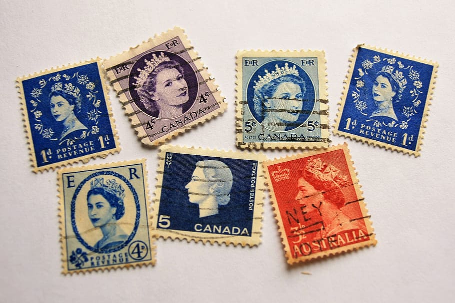queen, elizabeth ii, english, monarchy, old, postage stamp