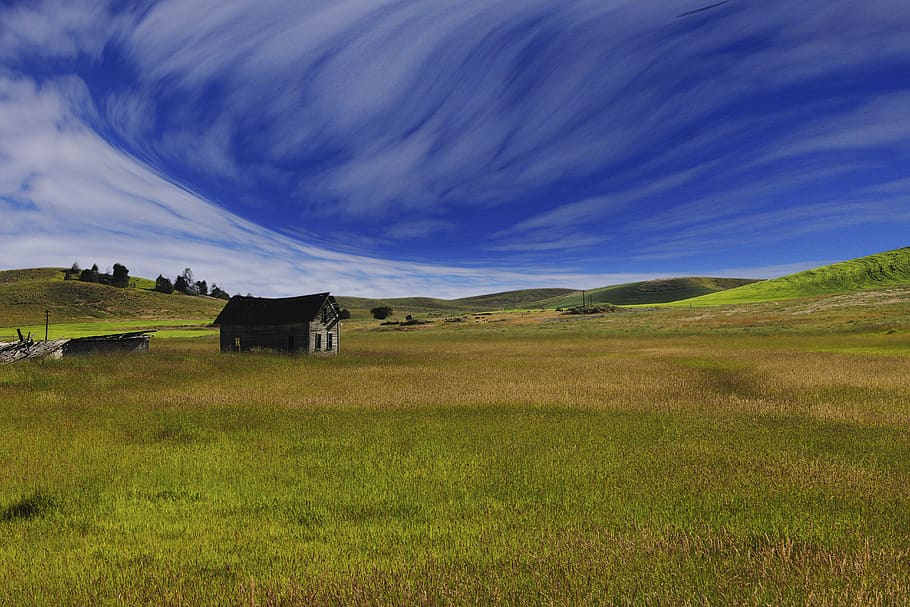 nature, landscape, grass, green, clouds, sky, travel, adventure HD wallpaper