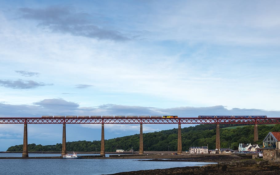 united kingdom, queensferry, water, sky, built structure, cloud - sky, HD wallpaper
