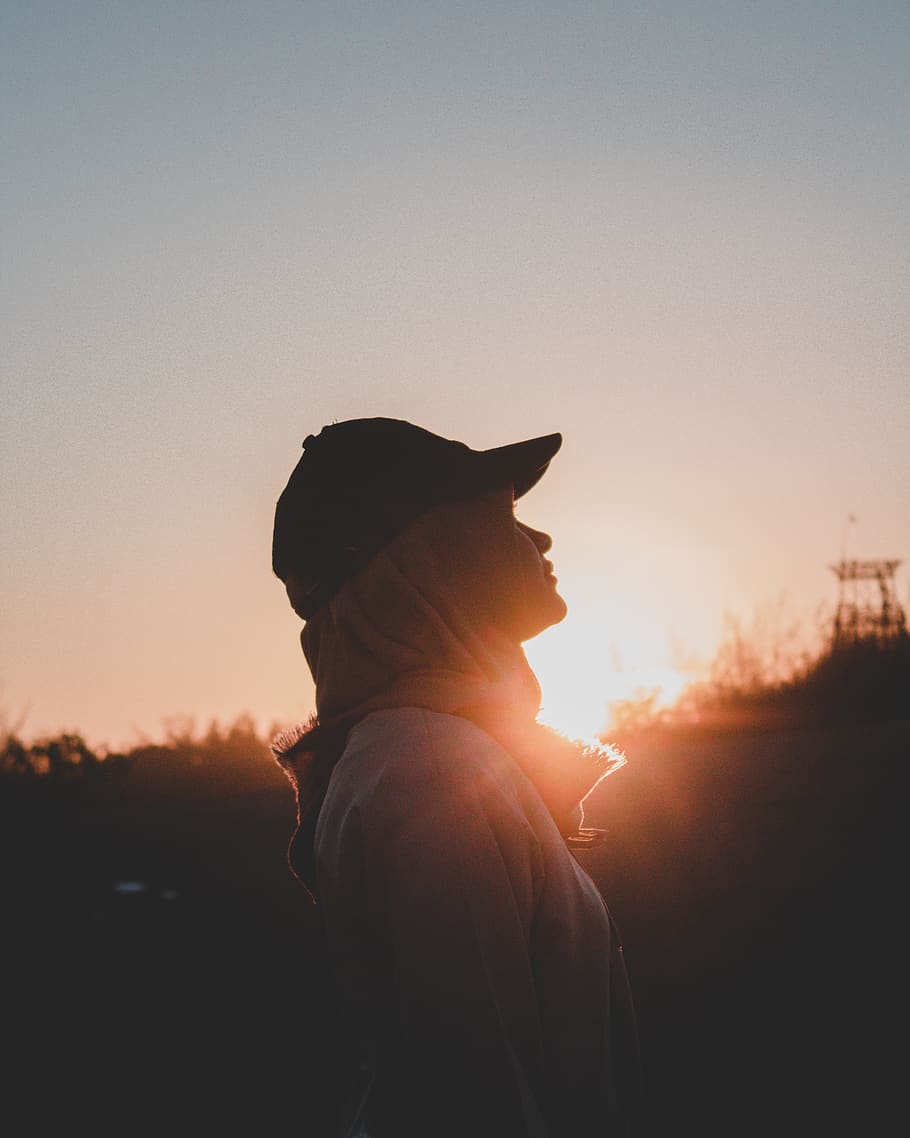 Silhouette Of Woman, backlit, dawn, person, sunrise, sunset, sky HD wallpaper