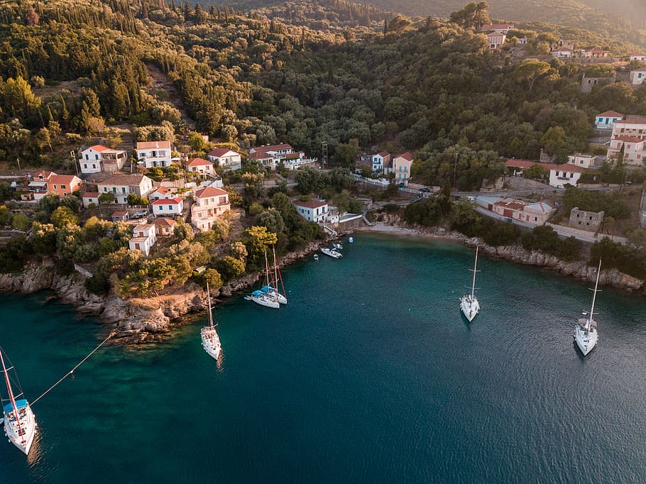 greece, water, building exterior, architecture, built structure HD wallpaper