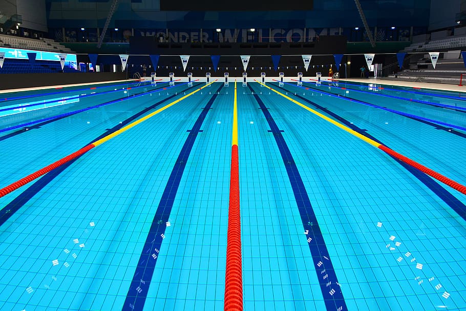 Olympic Swimming Pool, sportVarious, competition, swimming lane marker, HD wallpaper