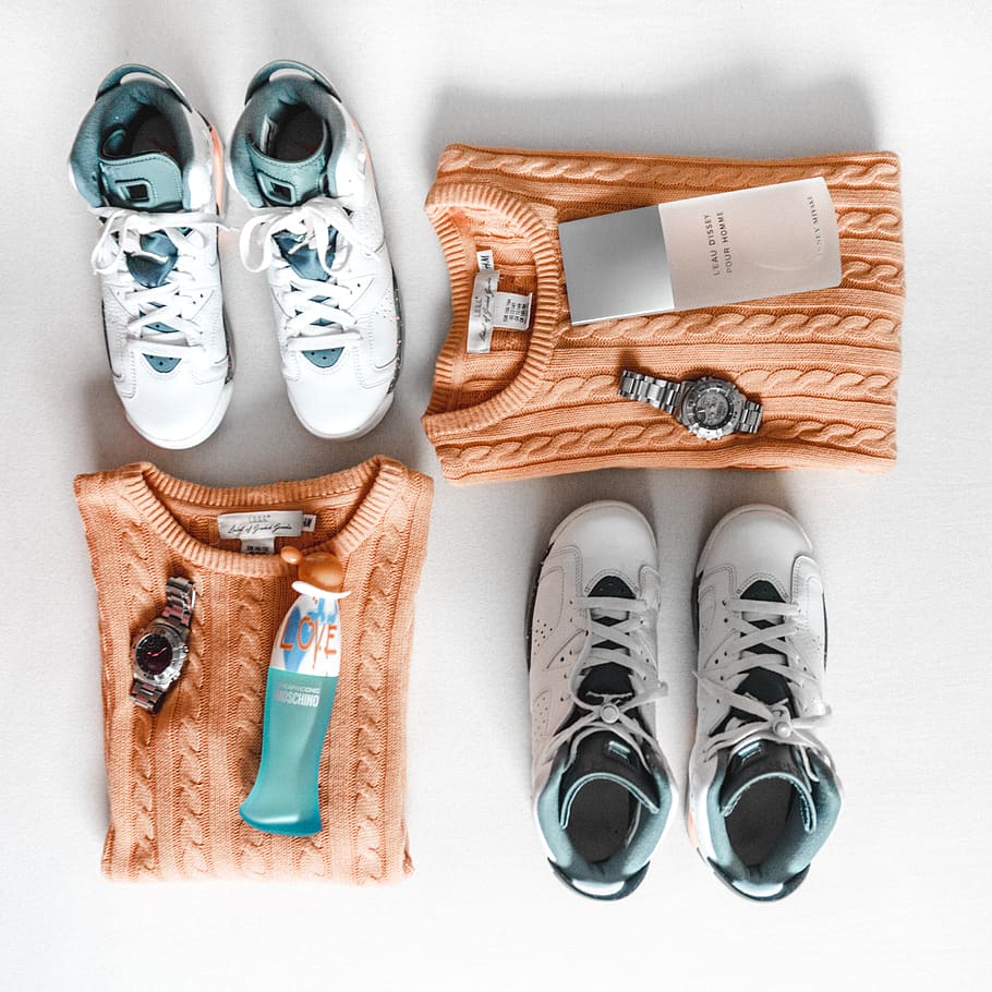 shoe, directly above, pair, sports shoe, high angle view, no people HD wallpaper