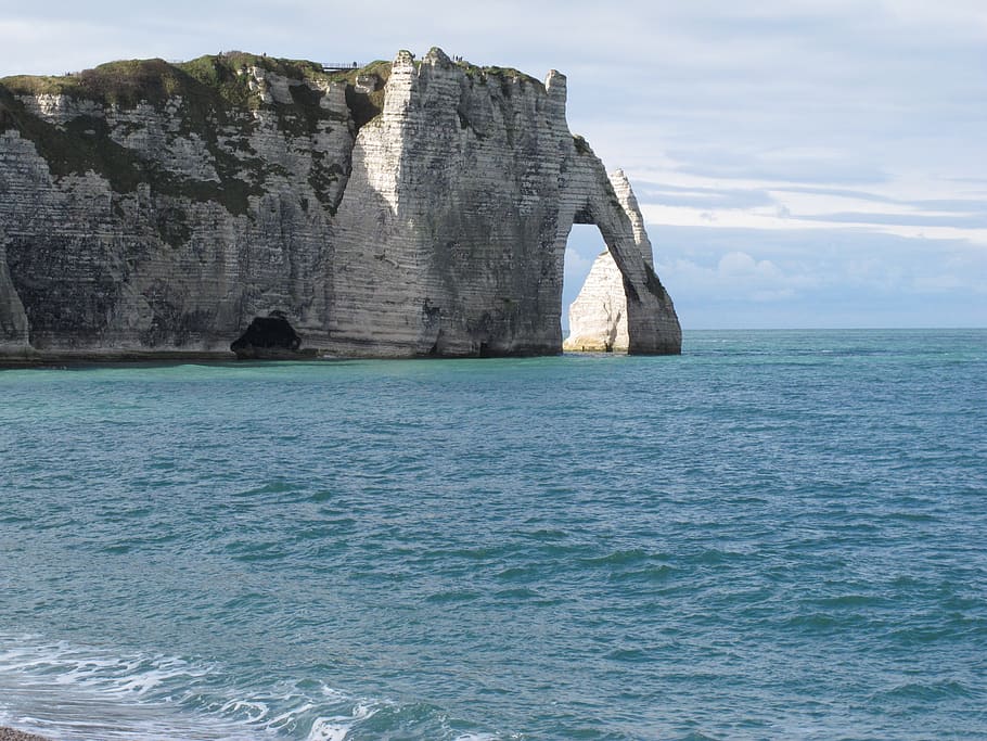 etretat, cliffs, sea, normandy, blue, nature, ocean, water HD wallpaper