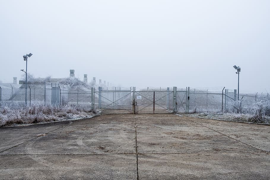 germany, frozen, winter, cold, sky, fog, architecture, fence HD wallpaper