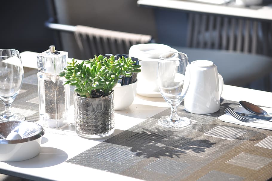 austria, table, restaurant, white, furniture, no people, sunlight HD wallpaper