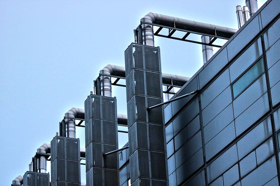 Low Angle Photography of Black Metal Exhaust Pipe, architecture HD wallpaper