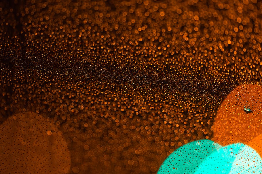 raindrops, windshield, night, streetlight, no people, close-up HD wallpaper