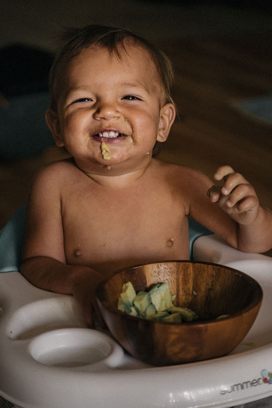 man eating vegetable in bowl, childhood, one person, indoors HD wallpaper