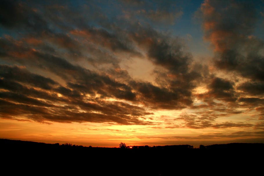 sun, sunset, orange, sky, cloudy, cloud - sky, scenics - nature HD wallpaper