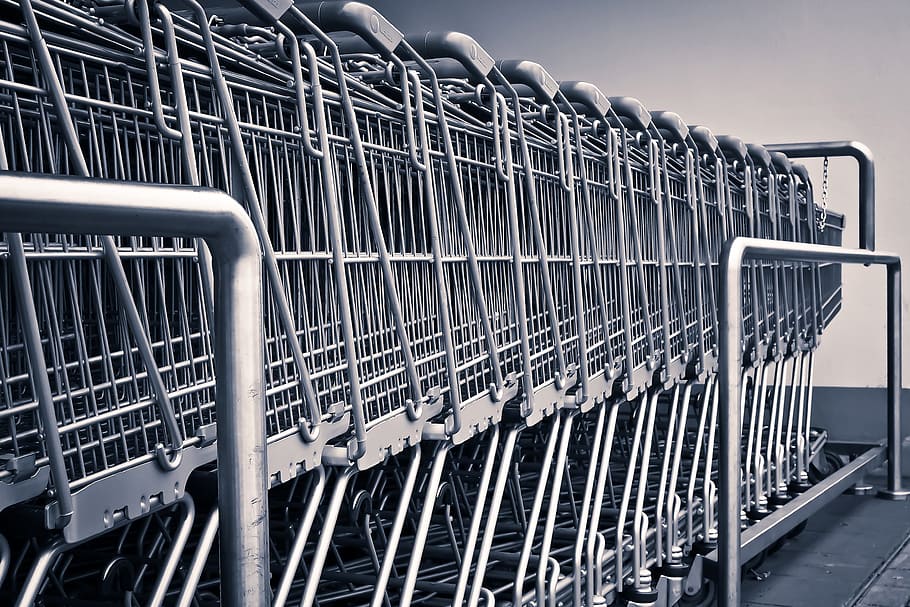 Shopping Carts, various, shops, metal, in a row, no people, large group of objects HD wallpaper