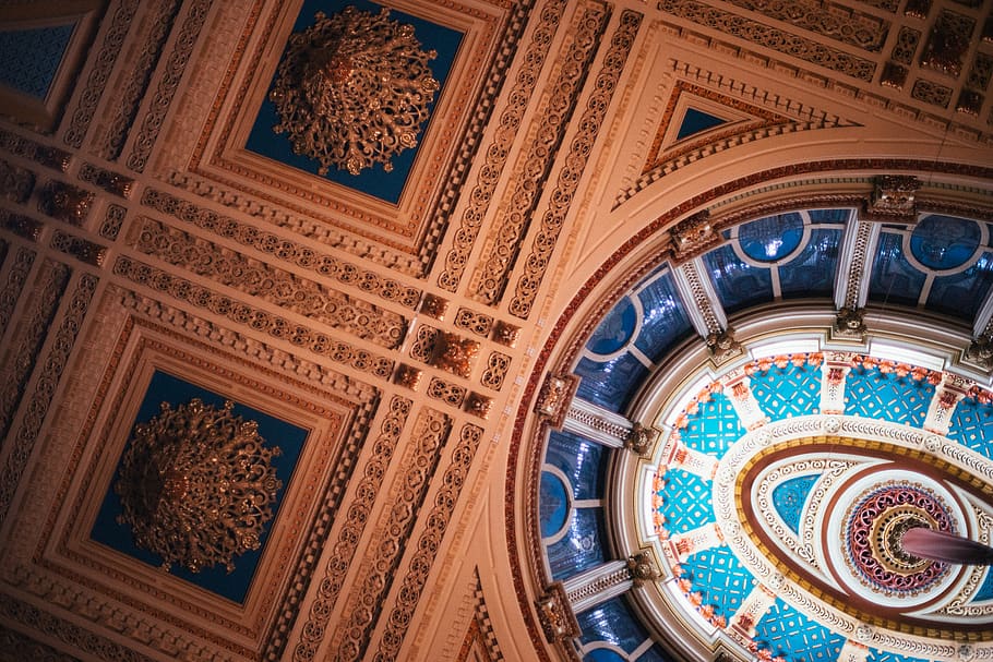 church, cathedral, epic, pattern, inside, sealing, low angle view HD wallpaper