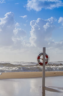 beach, sun, forward, rescue, lifebelt, sky, lifeguard on duty HD wallpaper