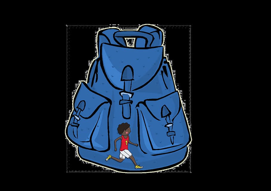 blue, bag, backpack, graphic, sport, representation, black background HD wallpaper