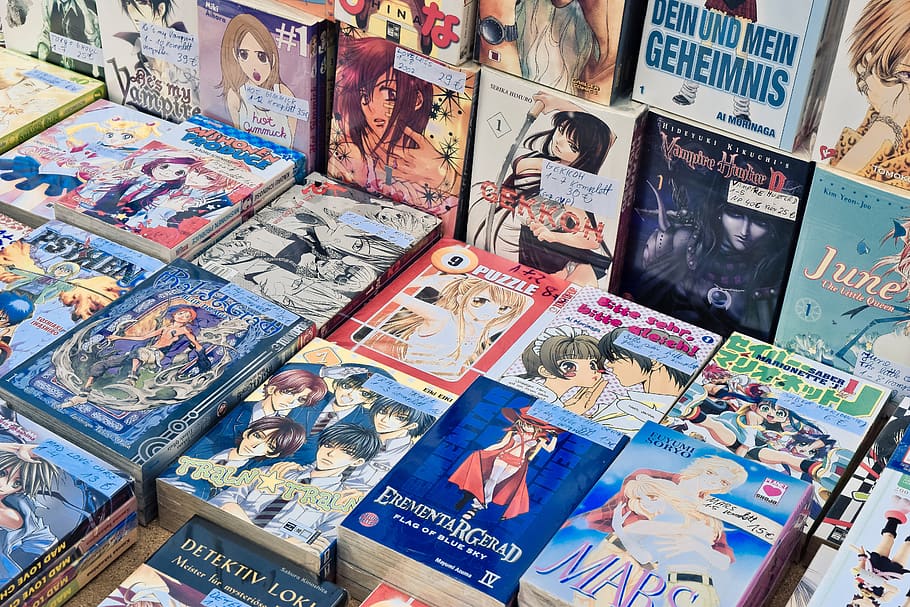 comics, mangas, read, drawings, japan, sale, flea market, stand HD wallpaper