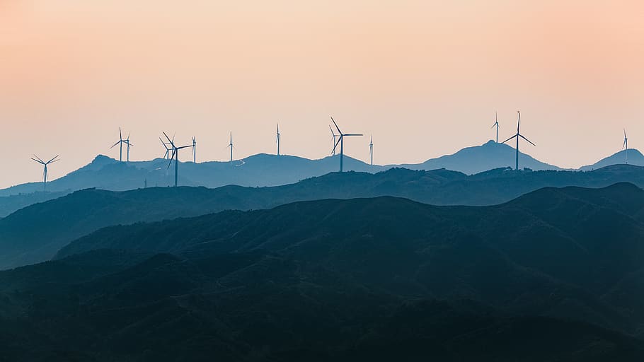 windmill on mountain, turbine, environment, renewable energy HD wallpaper