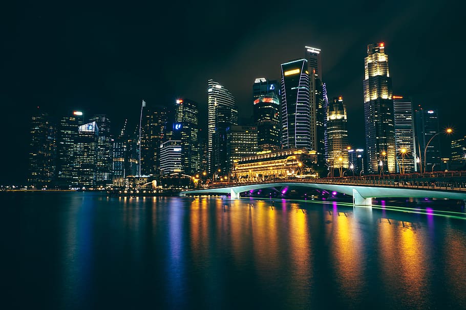 architecture, building, infrastructure, dark, night, sky, skyscraper HD wallpaper