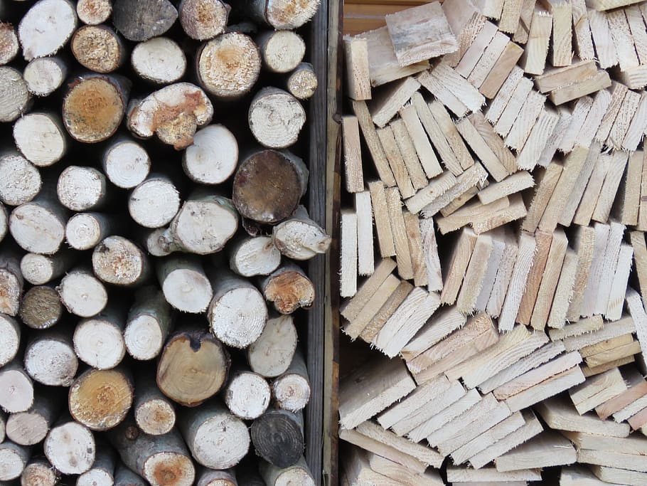 brown wooden firelogs, large group of objects, wood - material HD wallpaper