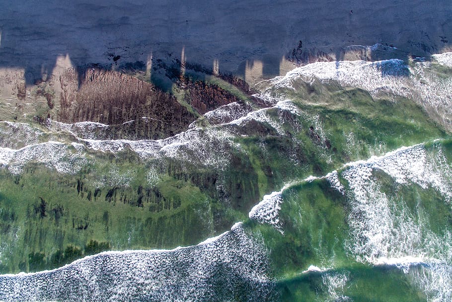 sea, ocean, water, waves, nature, aerial, view, beauty in nature HD wallpaper