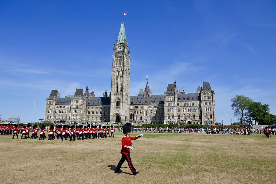 canada, ottawa, parliament hill, changing of the guard, building exterior, HD wallpaper