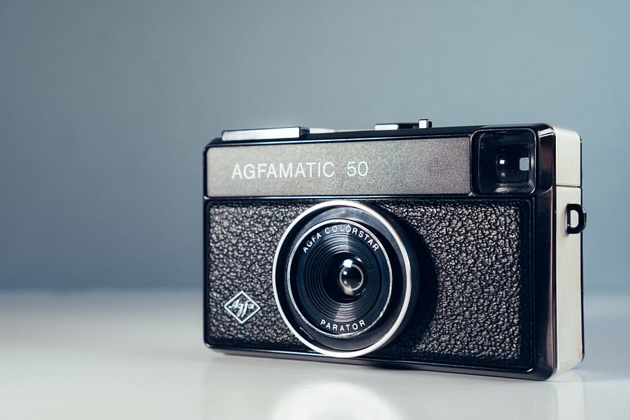 black and gray Agfamatic 50 camera, camera - photographic equipment
