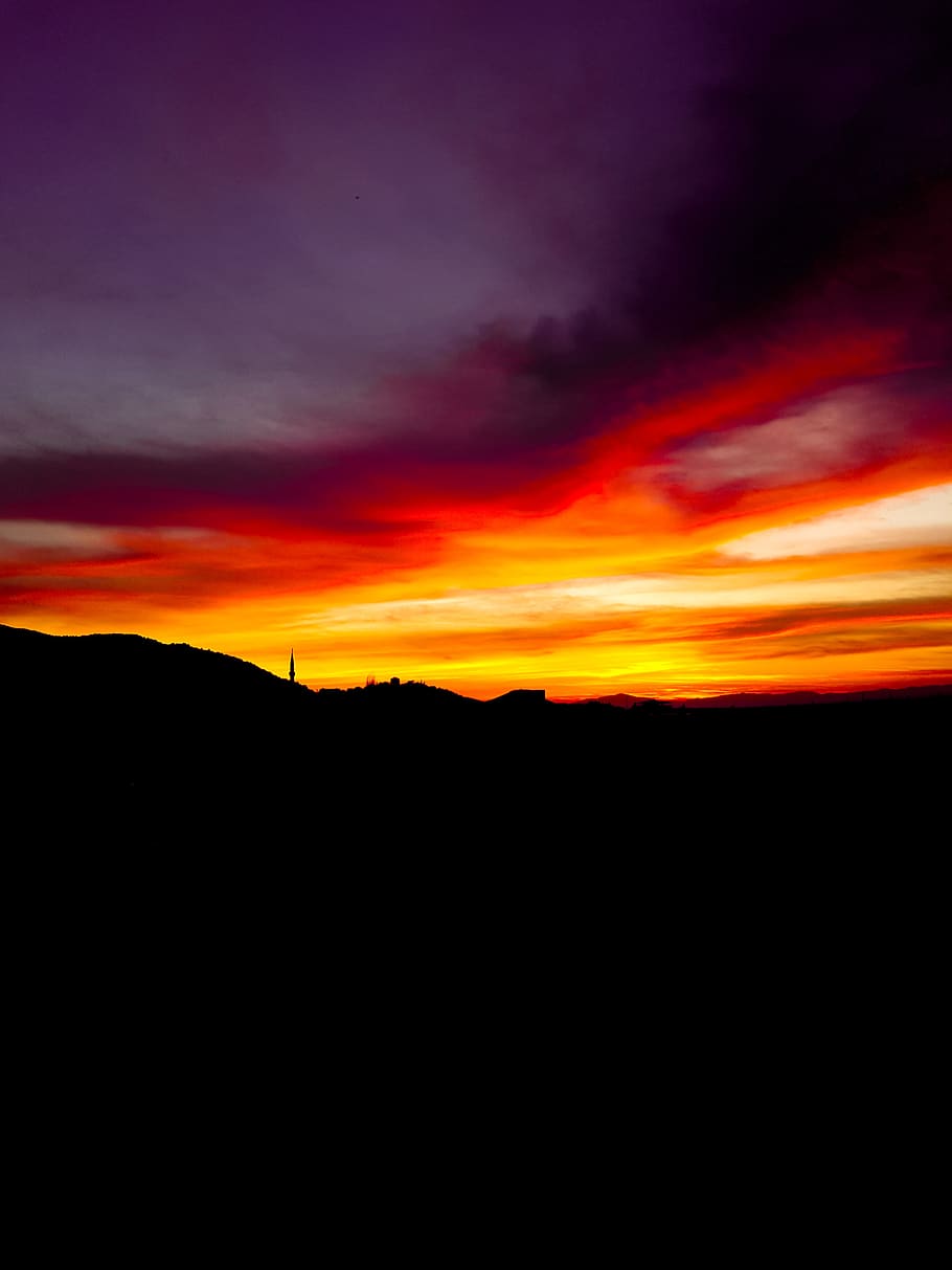 sunset, silhouette, clouds, sky, scenics - nature, beauty in nature HD wallpaper
