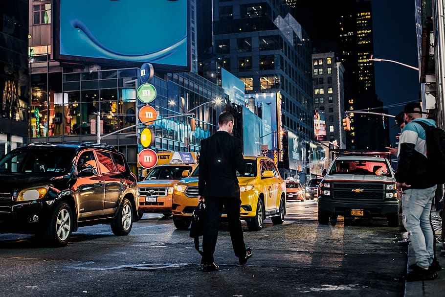man crossing highway, automobile, vehicle, car, transportation HD wallpaper