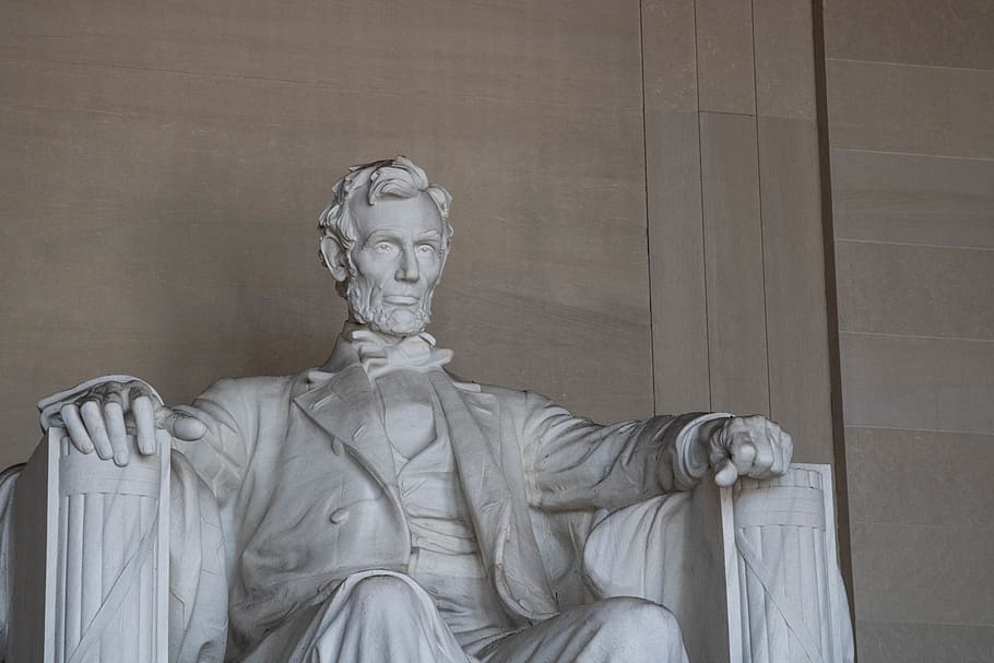 Abraham Lincoln statue, art, sculpture, person, human, furniture HD wallpaper
