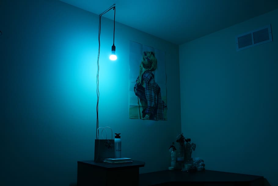 room, 태연, taeyeon, low light, cyan, lighting equipment HD wallpaper