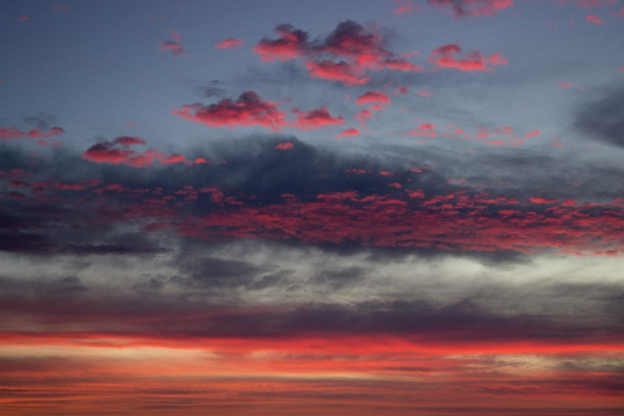 Gray and Red Sky, clouds, dawn, dramatic sky, evening, evening sky HD wallpaper