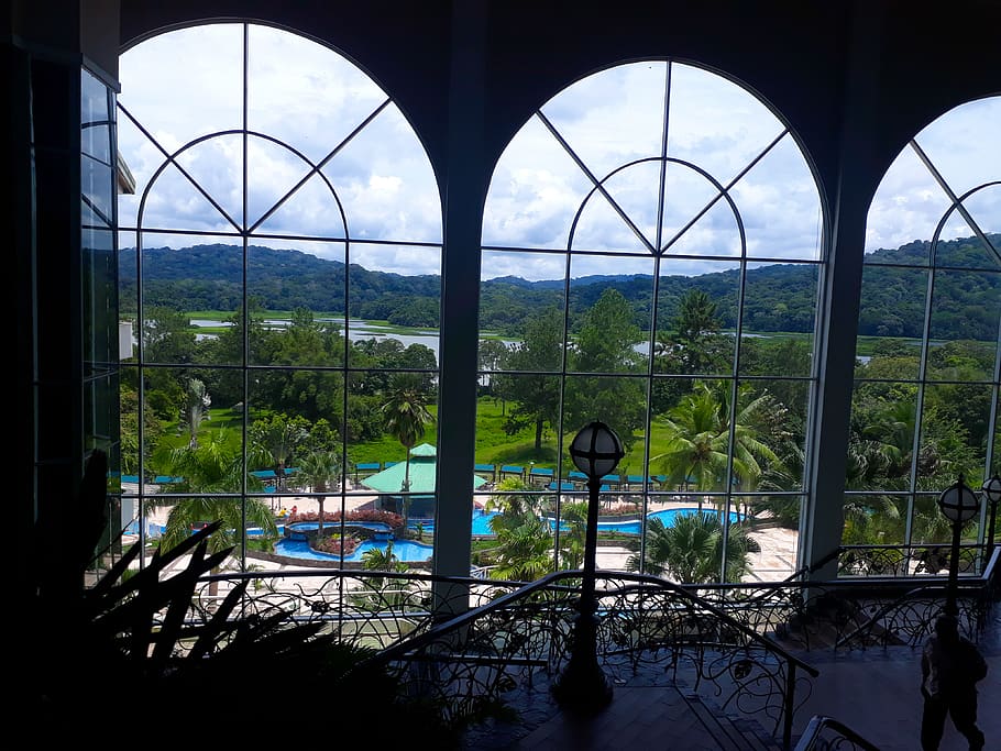 view, resort, vacation, panama, pool, architecture, window HD wallpaper