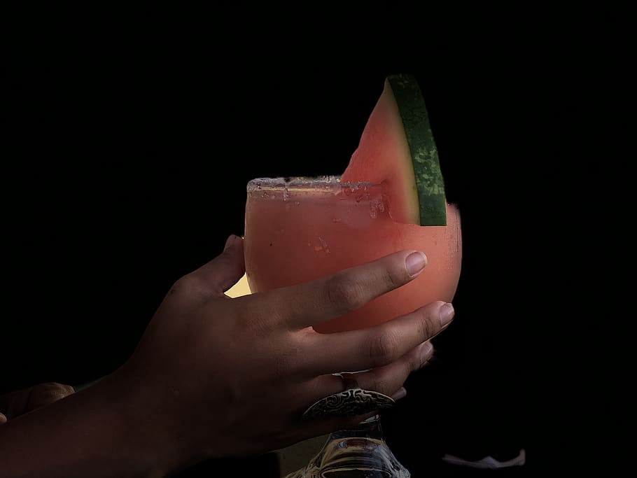 Person Holding Long-stem Glass With Watermelon Juice, beverage HD wallpaper