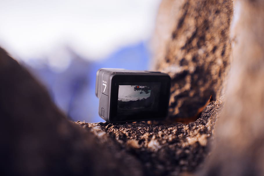 black action camera on focus photography, electronics, video camera HD wallpaper